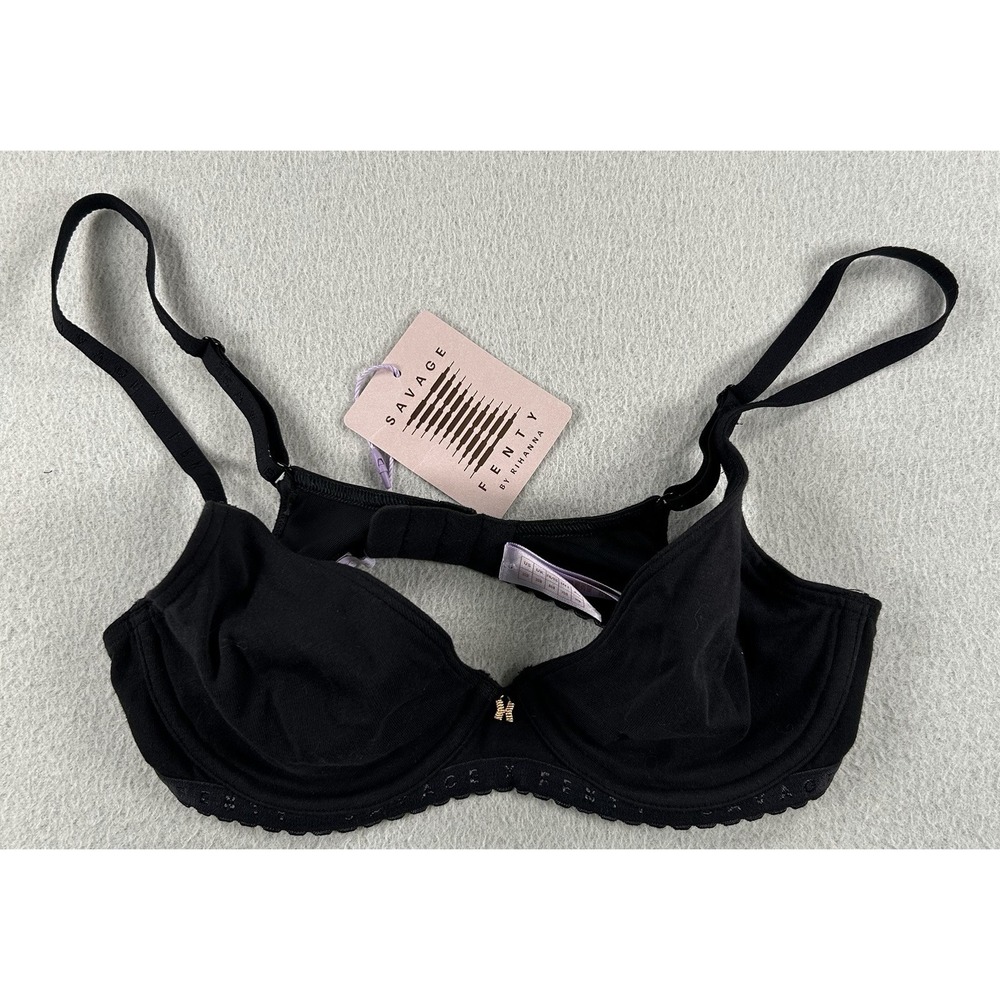 Savage Fenty Unlined Underwire Bra Women's 32B Black Cotton Jersey